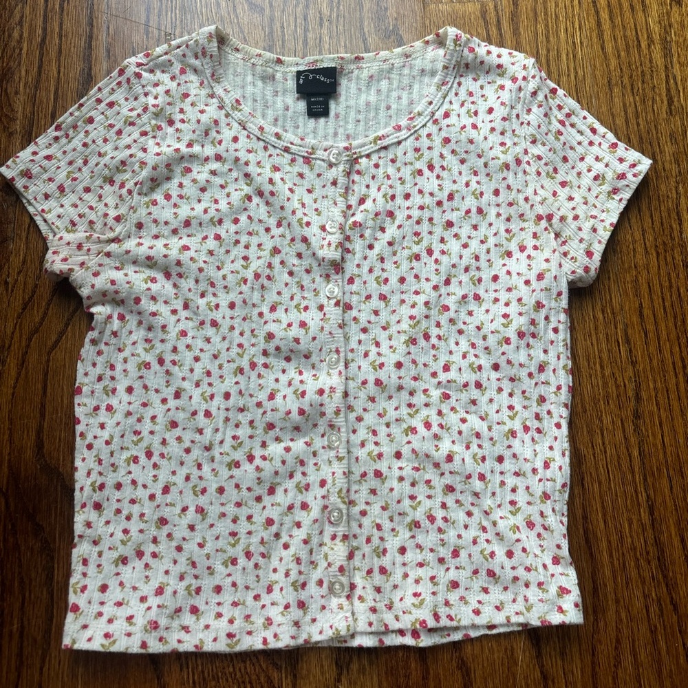 Floral button up baby tee